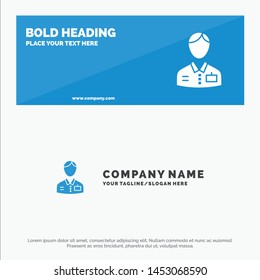 Bellboy, Bellhop, Doorman, Hotel, Service SOlid Icon Website Banner and Business Logo Template