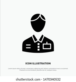 Bellboy, Bellhop, Doorman, Hotel, Service Solid Black Glyph Icon. Vector Icon Template background