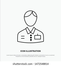 Bellboy, Bellhop, Doorman, Hotel, Service Vector Line Icon