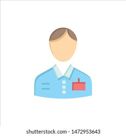 Bellboy, Bellhop, Doorman, Hotel, Service  Flat Color Icon. Vector icon banner Template