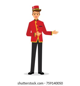 Bellboy Hotel Service. Vector Illustration