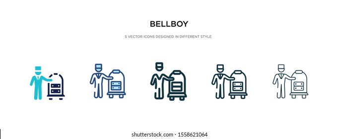 bellboy icon in different style vector illustration. two colored and black bellboy vector icons designed in filled, outline, line and stroke style can be used for web, mobile, ui