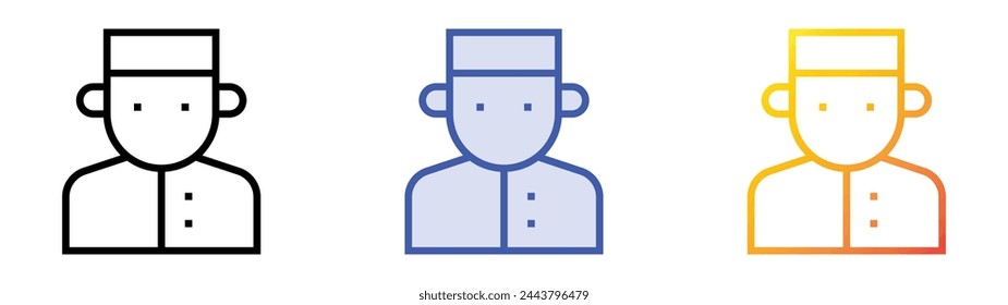 Pagen-Symbol. Lineares, blaues Füllungs- und Verlaufsstil-Design auf weißem Hintergrund
