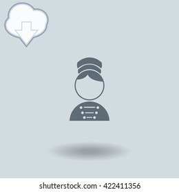 Bellboy icon with shadow. Cloud of download with arrow.