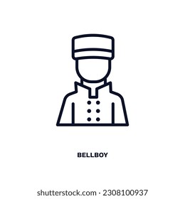 bellboy icon. Thin line bellboy icon from hotel and restaurant collection. Outline vector isolated on white background. Editable bellboy symbol can be used web and mobile
