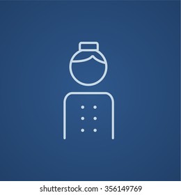 Icono de línea Bellboy para web, móvil e infografía. Icono azul claro del vector aislado en fondo azul.