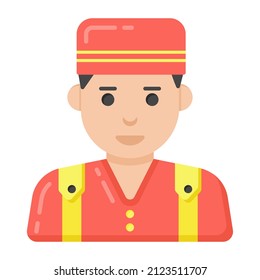 Ein Bellboy auf einer flachen Ikone 

