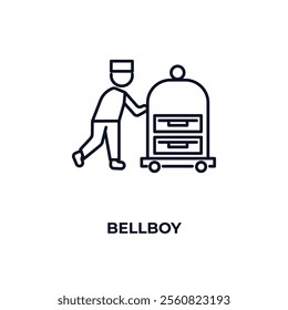 bellboy outline icon. Linear vector from hotel concept. Thin line bellboy icon isolated on white background