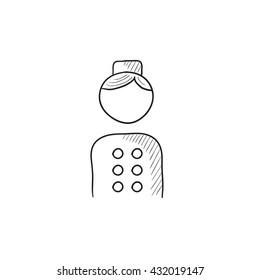 Icono de esbozo vectorial Bellboy aislado en el fondo. Hand dibujó el icono de Bellboy. Icono de sketch de Bellboy para infografía, sitio web o aplicación.