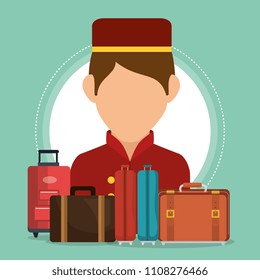 bellboy working in the hotel character