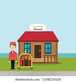 bellboy working in the hotel character