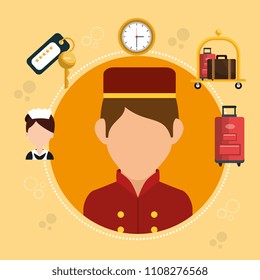 bellboy working in the hotel character