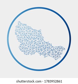 Belle Ile icon. Network map of the island. Round Belle Ile sign with gradient ring. Technology, internet, network, telecommunication concept. Vector illustration.