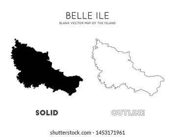 Belle Ile map. Blank vector map of the Island. Borders of Belle Ile for your infographic. Vector illustration.