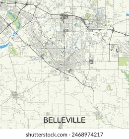 Belleville, Illinois, United States map poster art