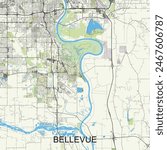 Bellevue, Nebraska, United States map poster art