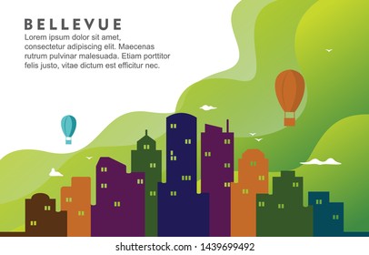 Bellevue Washington City Building Cityscape Skyline Dynamic Background Illustration