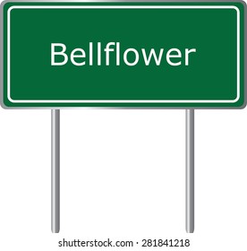 Bellflower , California, Road Sign Green Vector Illustration, Road Table, USA City