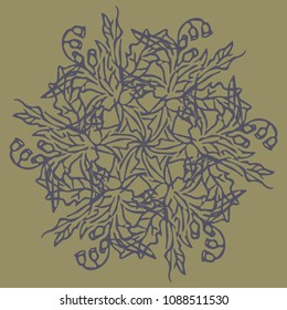 Bellflower ornament. Round pattern. Flowers. Vector illustration.