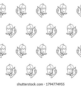 Bellflower plant sketch seamless pattern. Hand drawn ink art design object isolated stock vector illustration for web, for print, for packing design