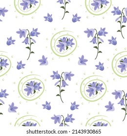 Bellflower seamless pattern, cute colorful illustration