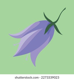 Bellflower. Spring flower clipart. Vector stock illustration. Blue meadow flower.
