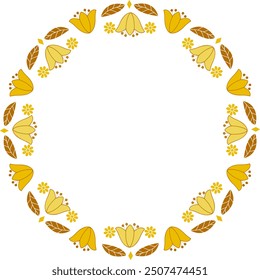 Bellflowers golden round frame border