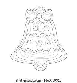 Bell.Gingerbread christmas.Coloring book antistress for children and adults.Zen-tangle style.Black and white drawing