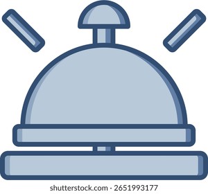 Bellhop bell vector icon with transparent background. Changeable blue color design.