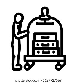 bellhop hospitalidade hotel linha ícone vetor. bellhop hospitalidade hotel sinal. isolado contorno símbolo ilustração preta