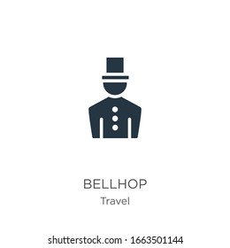Vector de icono de Bellhop. Icono de bellhop plano de moda de la colección de viajes aislado en fondo blanco. La ilustración vectorial se puede utilizar para diseño gráfico web y móvil, logotipo, eps10