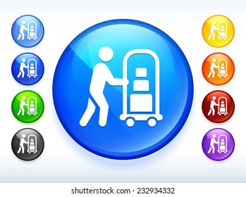 Bellhop on Blue Round Button