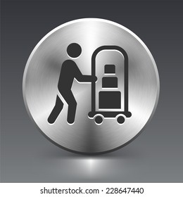 Bellhop on Silver Round Button