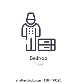 bellhop outline icon. isolated line vector illustration from travel collection. editable thin stroke bellhop icon on white background