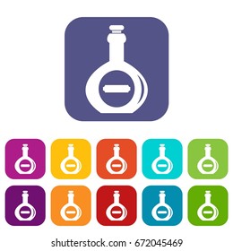 Bellied bottle icons set vector illustration in flat style In colors red, blue, green and other