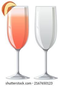 Bellini cocktail in the glass illustration