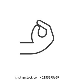 Bellissimo hand gesture line icon. linear style sign for mobile concept and web design. Delicious gesture outline vector icon. Symbol, logo illustration. Vector graphics