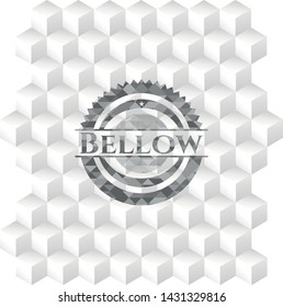 Bellow grey emblem with cube white background
