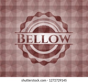 Bellow red seamless badge with geometric pattern background.