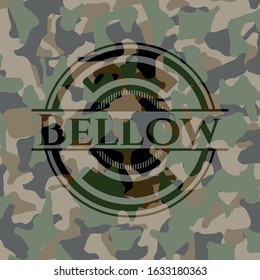 Bellow written on a camouflage texture. Vector Illustration. Detailed.