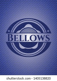 Bellows badge with denim texture. Vector Illustration. Detailed.