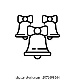 Glocken mit Schleifen dünnen Linie Symbol. Moderne Vektorgrafik der Weihnachtsdekoration.