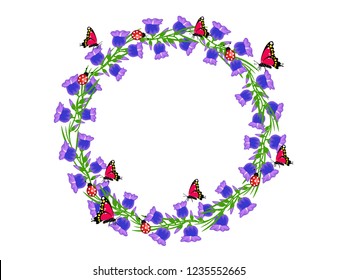 Bells butterfly flowers frame