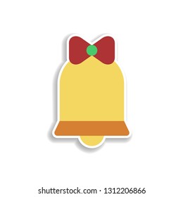Bells, Christmas 2 colored line sticker icon. Elements of Christmas in color icons. Simple icon for websites, web design, mobile app, info graphics