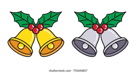 Bells Christmas vector icon logo Santa Claus ringing valentine new year gift cartoon illustration