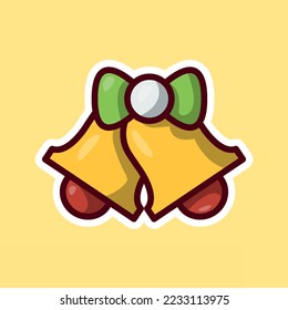 bells decoration, editable cartoon style sticker vector