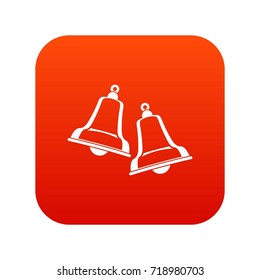 Bells icon digital red for any design isolated on white vector illustration