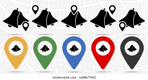 Bells icon in location set. Simple glyph, flat illustration element of christmas theme icons