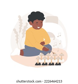 Bells isolated cartoon vector illustration. Auditory sense development, set of white and black bells, montessori education method, learn tones, child strikes and listen to sound vector cartoon.