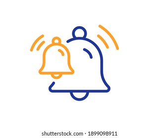 Bells line icon. Alarm reminder sign. Notification symbol. Quality design element. Line style bell icon. Editable stroke. Vector